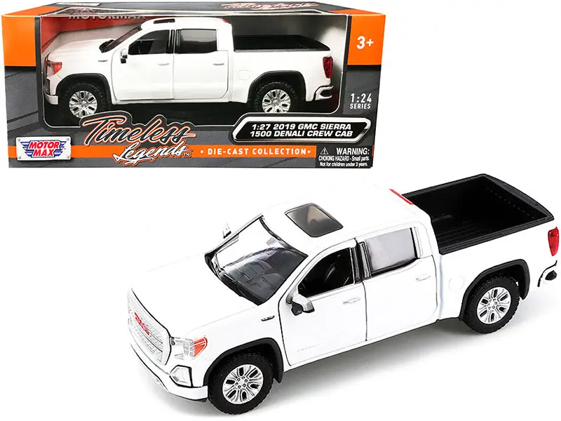 2019 Gmc Sierra 1500 Denali Crew Cab Pickup Truck With Sunroof White "Timeless Legends" Series 1/24-1/27 Diecast Model By Motormax 1