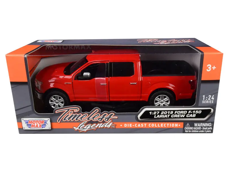 2019 Ford F-150 Lariat Crew Cab Pickup Truck Red 1/24- 1/27 Diecast Model By Motormax 1