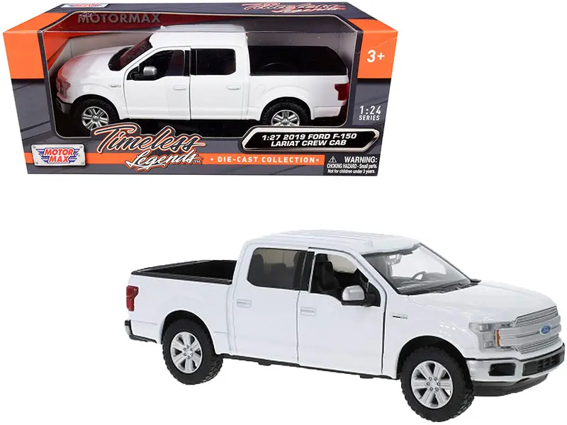 2019 Ford F-150 Lariat Crew Cab Pickup Truck White 1/24-1/27 Diecast Model By Motormax 1