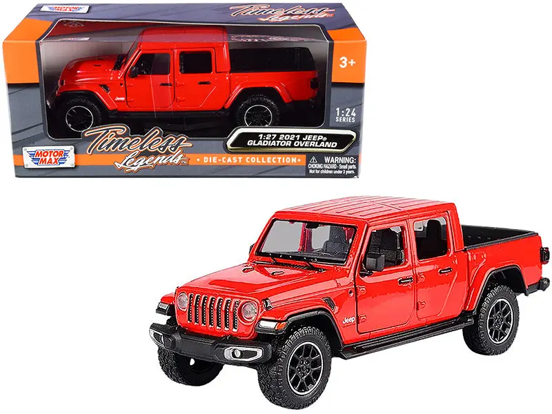 2021 Jeep Gladiator Overland (Closed Top) Pickup Truck Red 1/27 Diecast Model By Motormax 1