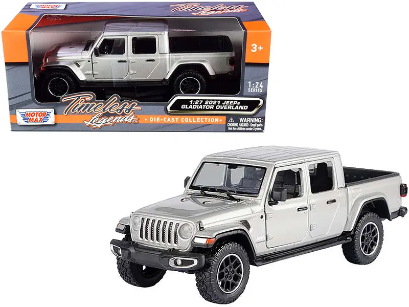 2021 Jeep Gladiator Overland (Closed Top) Pickup Truck Silver Metallic 1/27 Diecast Model By Motormax 1