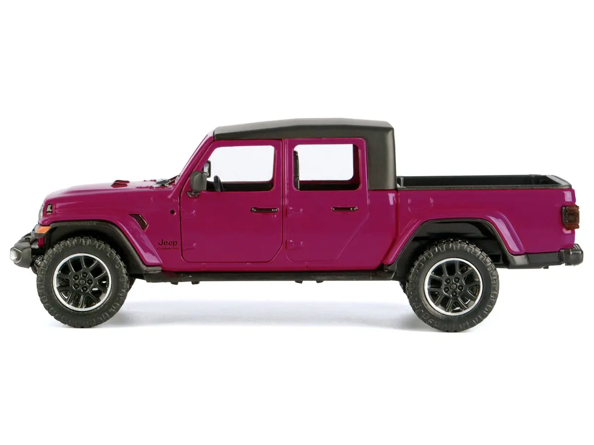2021 Jeep Gladiator Overland Pickup Truck Purple With Matt Black Top 1/24 Diecast Model By Motormax 2