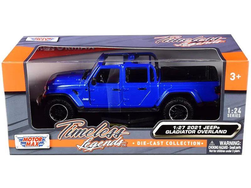 2021 Jeep Gladiator Overland (Open Top) Pickup Truck Blue Metallic 1/27 Diecast Model By Motormax 1