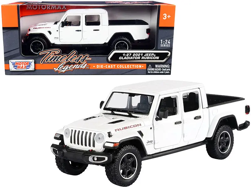 2021 Jeep Gladiator Rubicon (Closed Top) Pickup Truck White 1/27 Diecast Model By Motormax 1