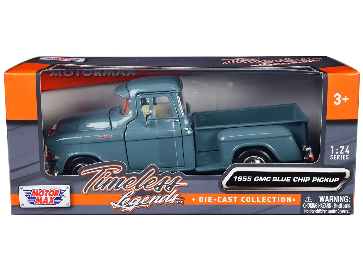 1955 Gmc Blue Chip Pickup Truck Light Blue "Timeless Legends" Series 1/24 Diecast Model By Motormax 1