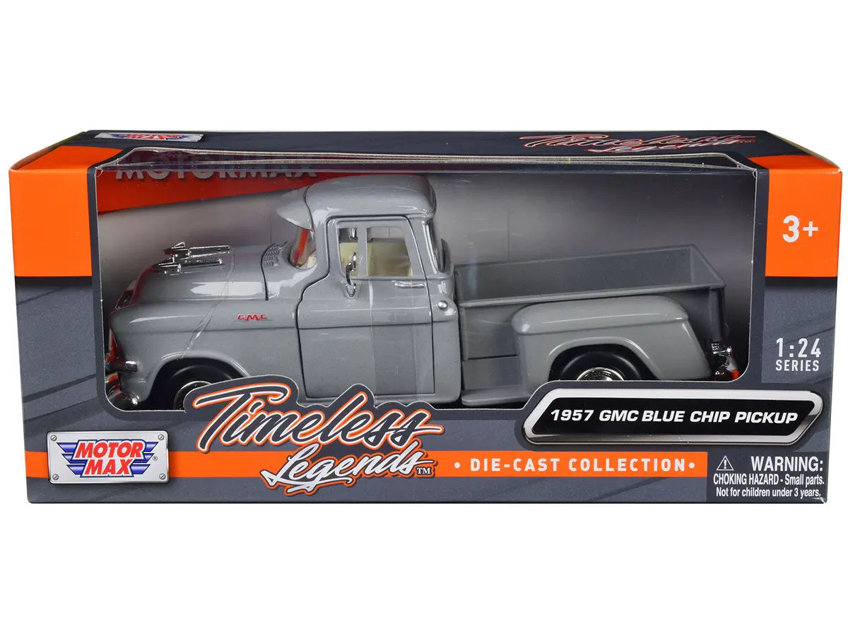 1957 Gmc Blue Chip Pickup Truck Gray "Timeless Legends" Series 1/24 Diecast Model By Motormax 1