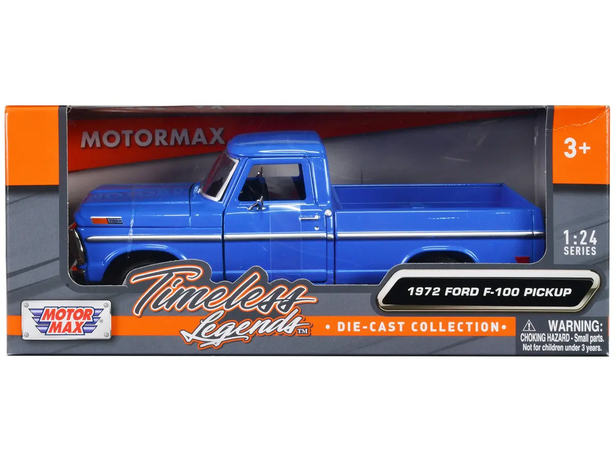 1972 Ford F-100 Pickup Truck Blue "Timeless Legends" Series 1/24 Diecast Model By Motormax 1