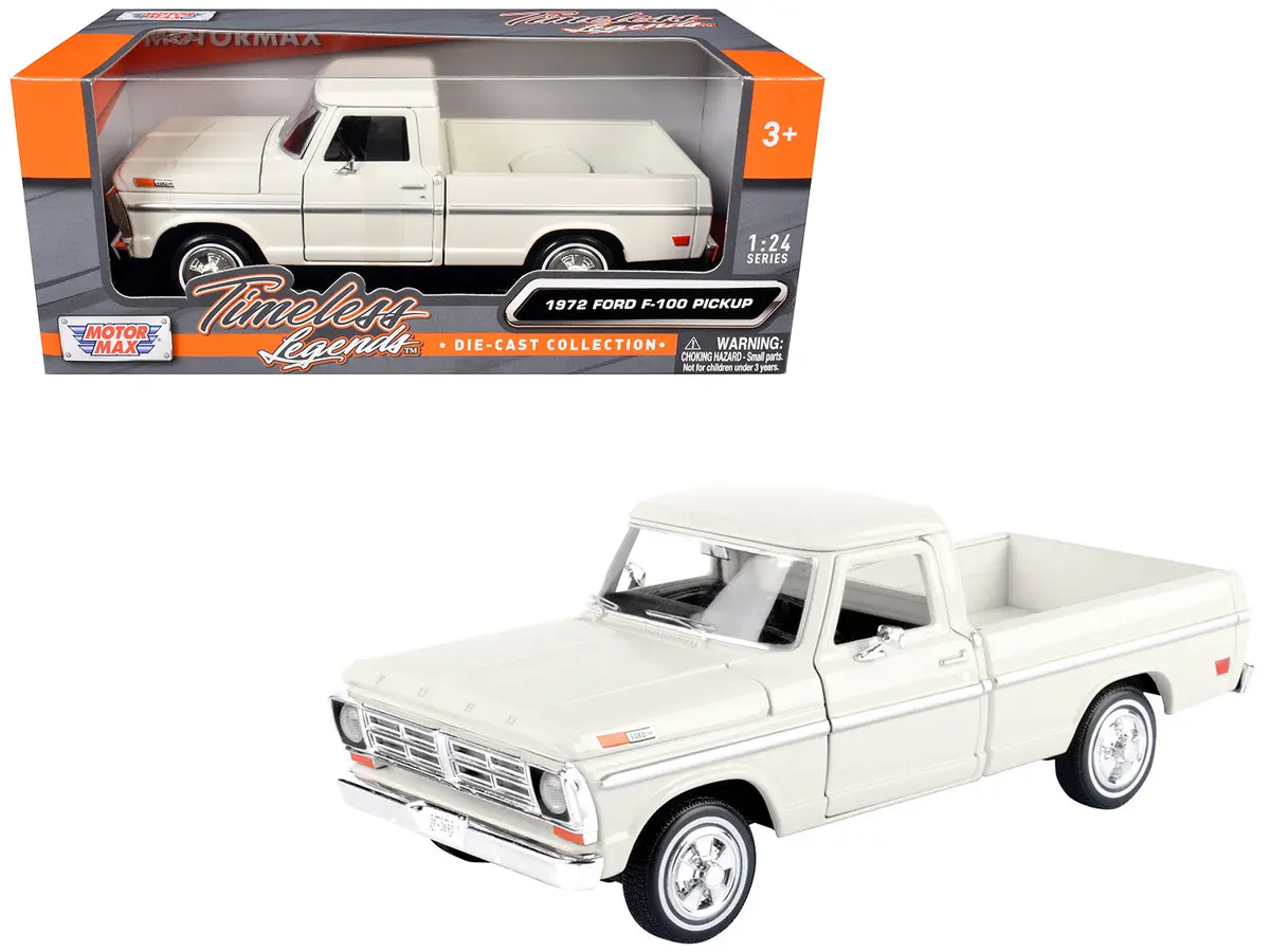 1972 Ford F-100 Pickup Truck Cream "Timeless Legends" Series 1/24 Diecast Model By Motormax 1