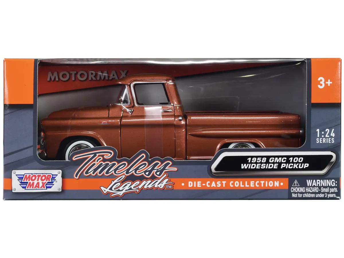 1958 Gmc 100 Wideside Pickup Truck Brown Metallic "Timeless Legends" Series 1/24 Diecast Model By Motormax 1
