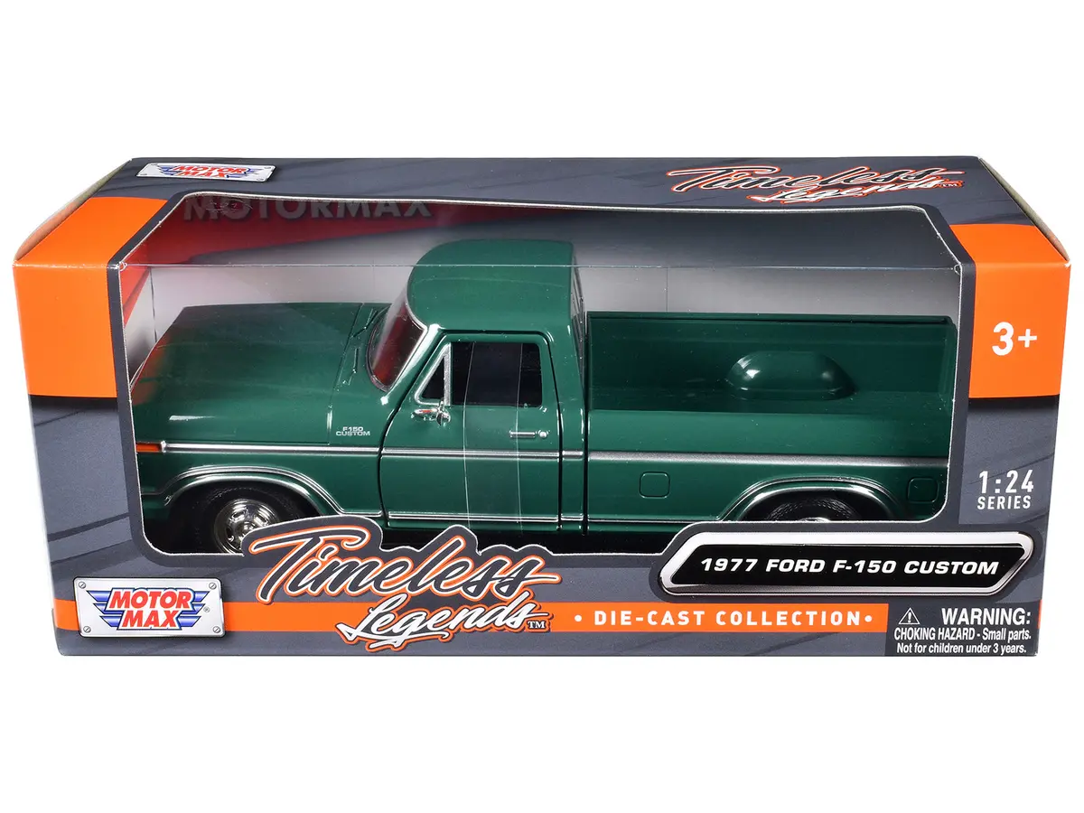 1977 Ford F-150 Custom Pickup Truck Green "Timeless Legends" Series 1/24 Diecast Model By Motormax 1