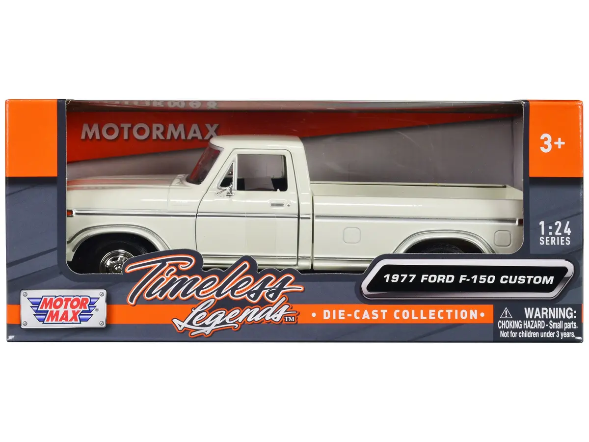 1977 Ford F-150 Custom Pickup Truck White "Timeless Legends" Series 1/24 Diecast Model By Motormax 1