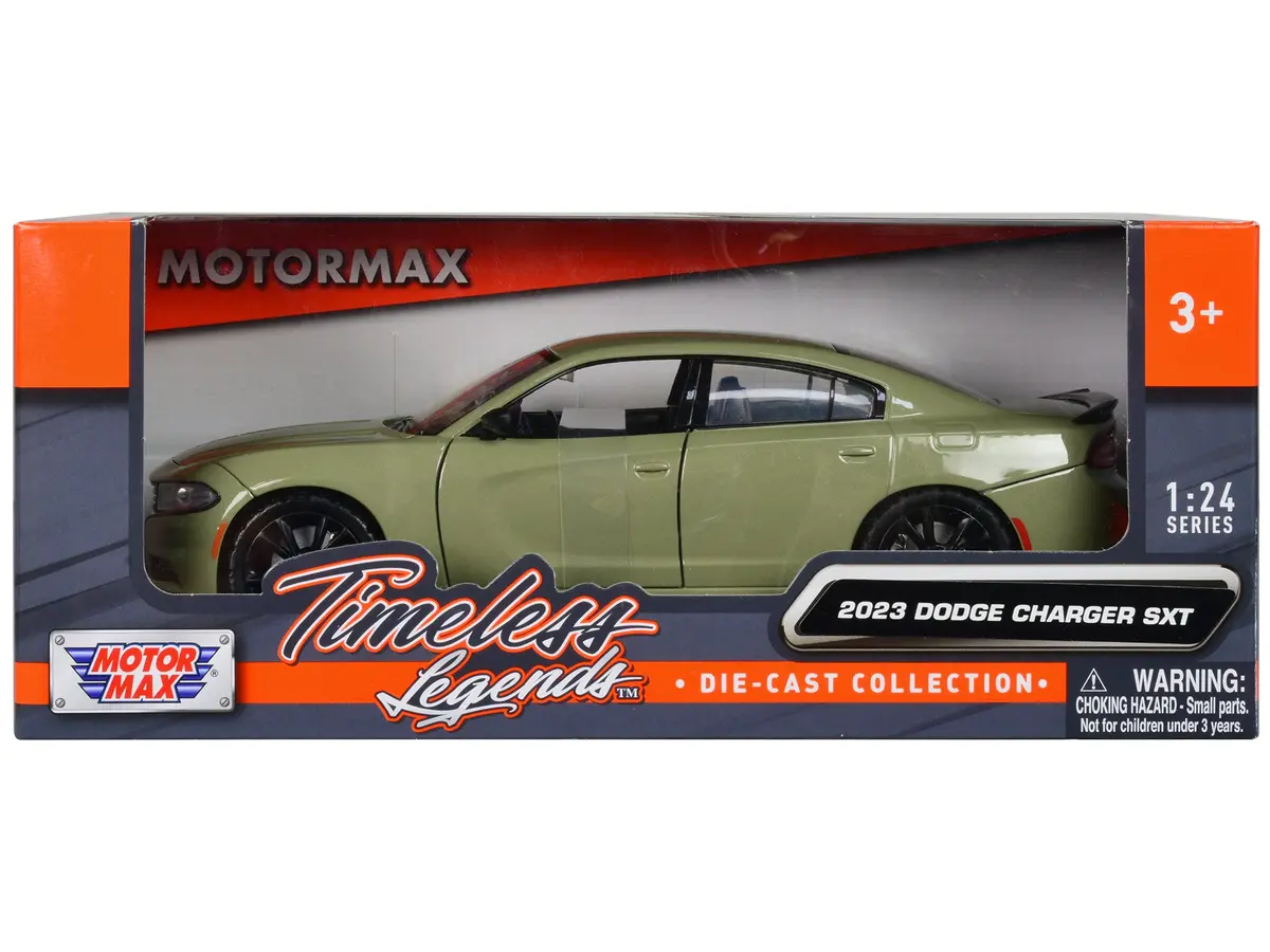 2023 Dodge Charger Sxt Green Metallic "Timeless Legends" Series 1/24 Diecast Model Car By Motormax 1