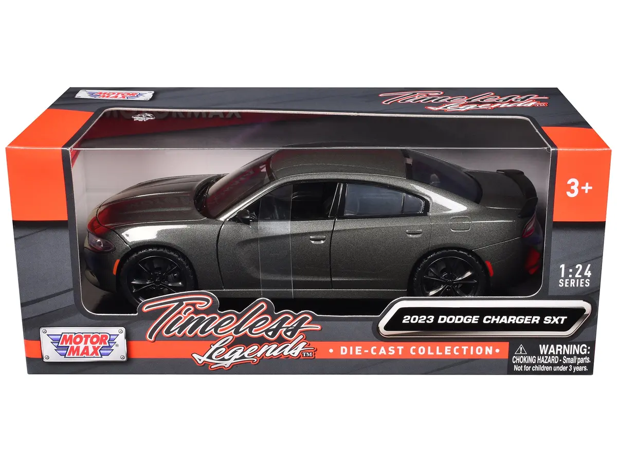 2023 Dodge Charger Sxt Gray Metallic "Timeless Legends" Series 1/24 Diecast Model Car By Motormax 1