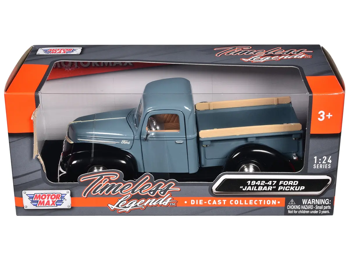 1942-47 Ford "Jailbar" Pickup Truck Blue And Black "Timeless Legends" Series 1/24 Diecast Model By Motormax 1