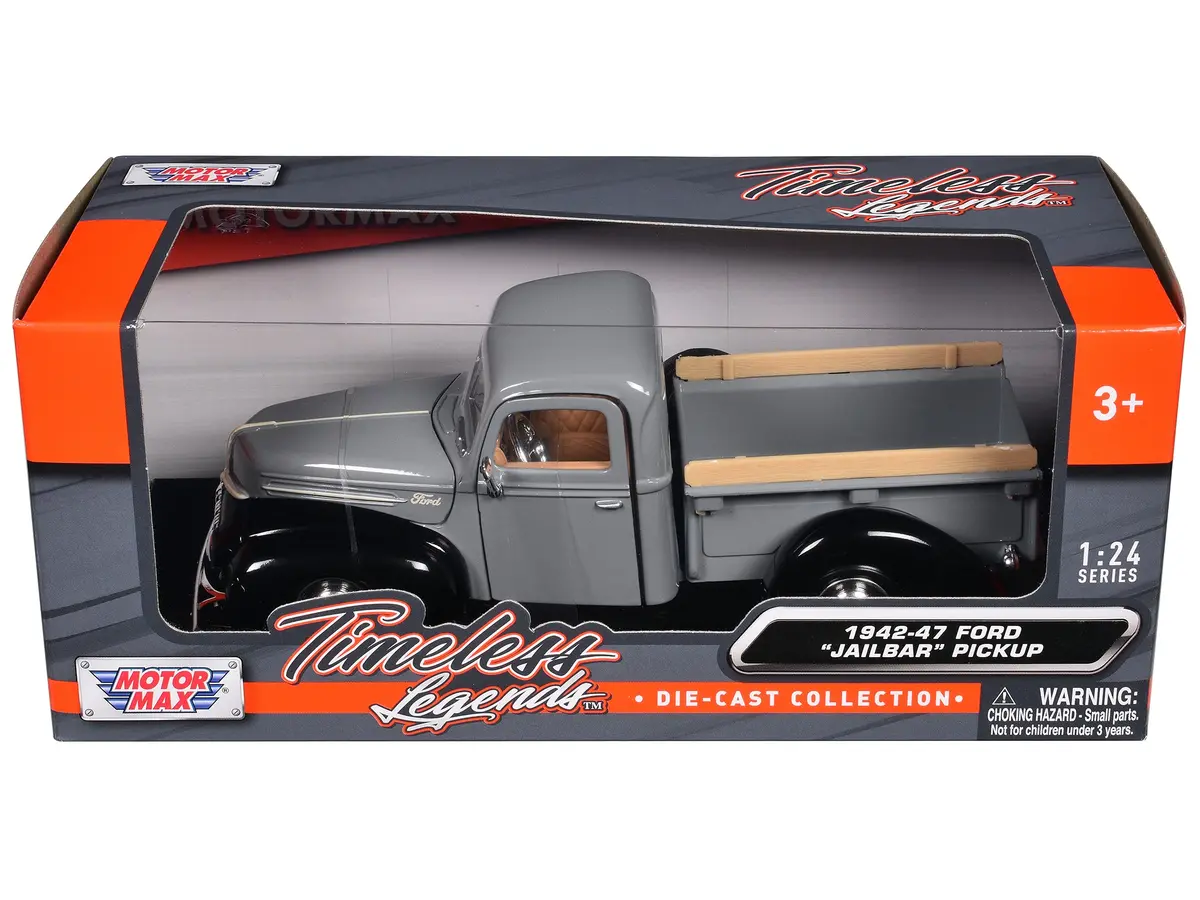 1942-47 Ford "Jailbar" Pickup Truck Gray And Black "Timeless Legends" Series 1/24 Diecast Model By Motormax 1