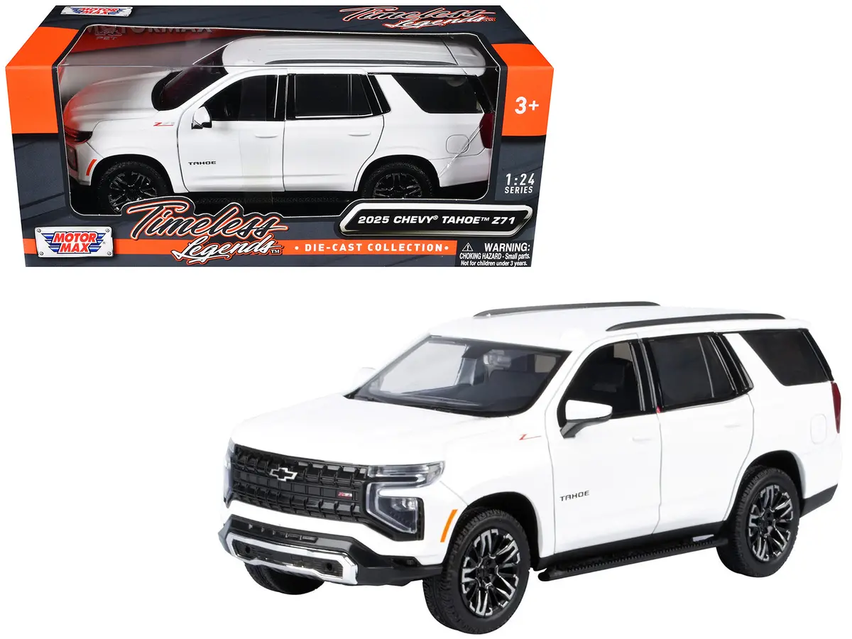 2025 Chevrolet Tahoe Z71 White "Timeless Legends" Series 1/24 Diecast Model By Motormax 1