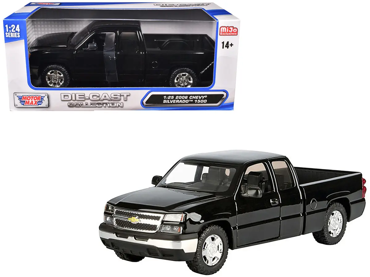 2006 Chevrolet Silverado 1500 Pickup Truck Black "Die-Cast Collection" Series 1/25 Diecast Model By Motormax 1