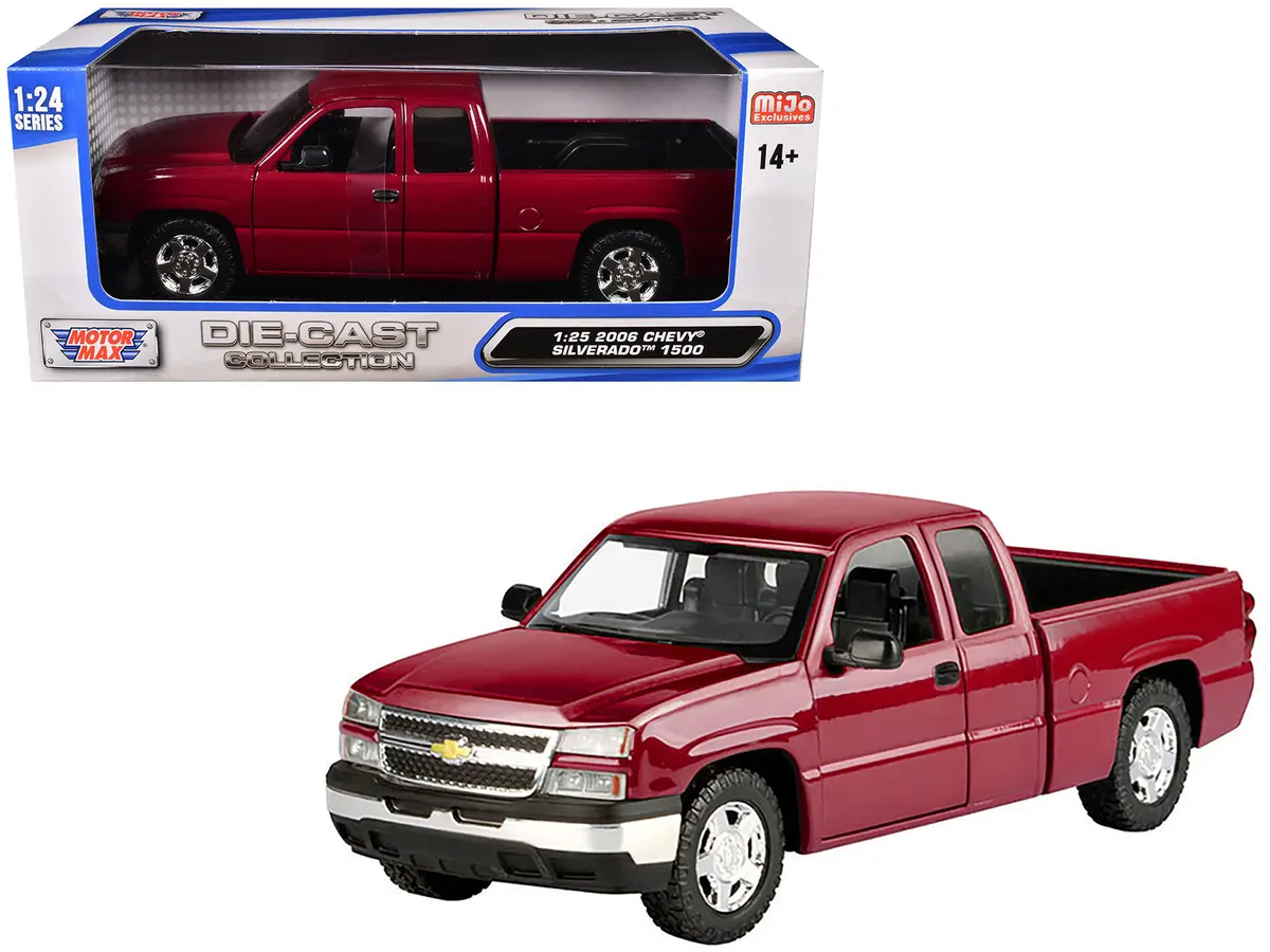 2006 Chevrolet Silverado 1500 Pickup Truck Red Metallic "Die-Cast Collection" Series 1/25 Diecast Model By Motormax 1