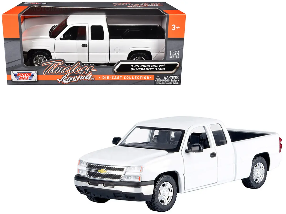 2006 Chevrolet Silverado 1500 Pickup Truck White "Timeless Legends" Series 1/25 Diecast Model By Motormax 1