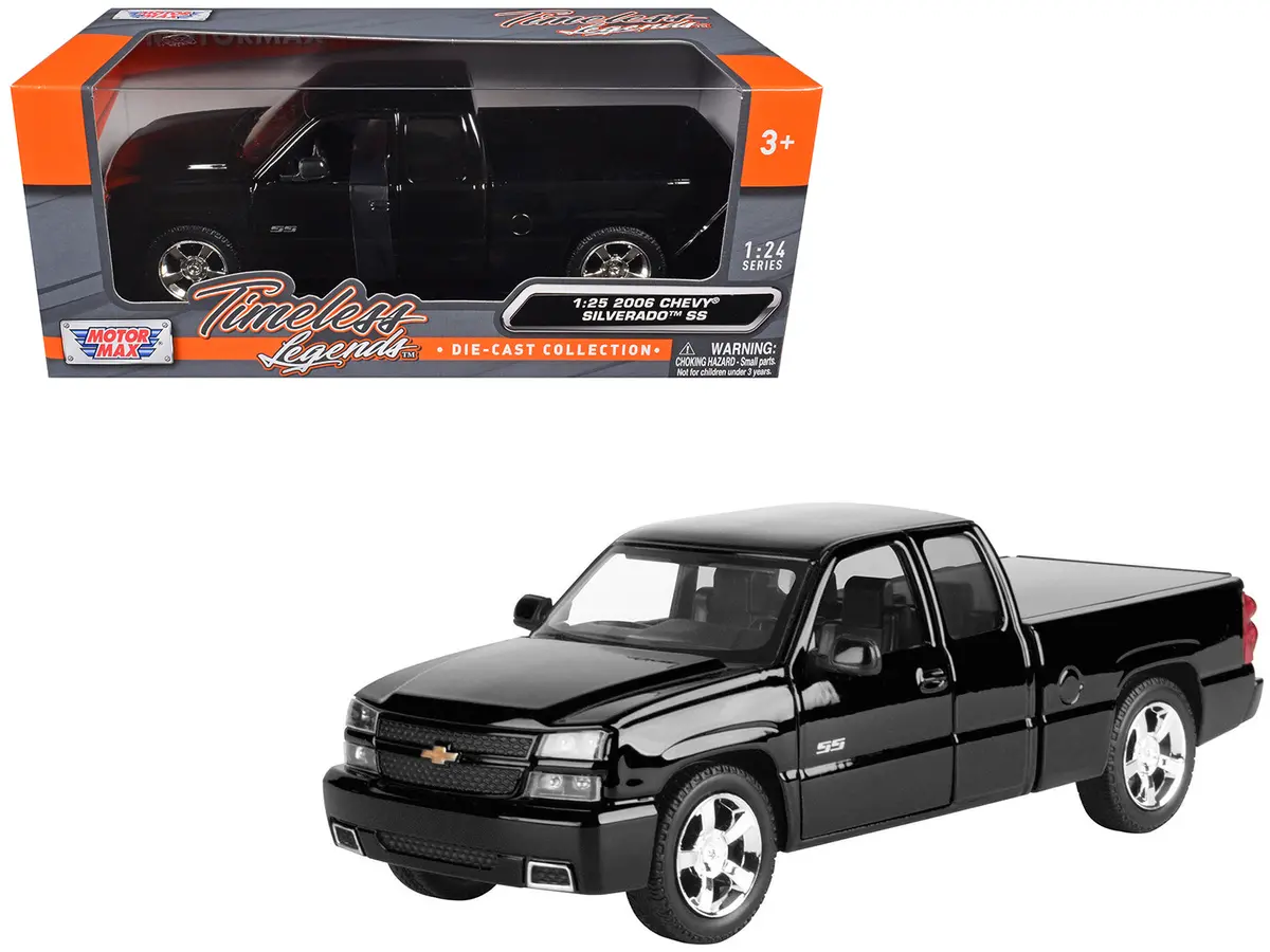 2006 Chevrolet Silverado Ss Pickup Truck Black "Timeless Legends" Series 1/25 Diecast Model By Motormax 1