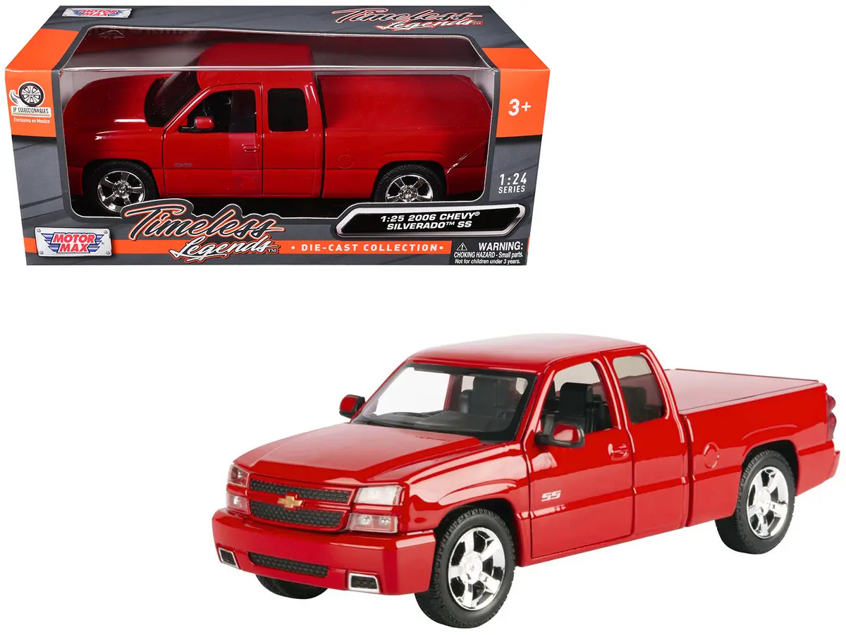 2006 Chevrolet Silverado Ss Pickup Truck Red "Timeless Legends" Series 1/25 Diecast Model By Motormax 1