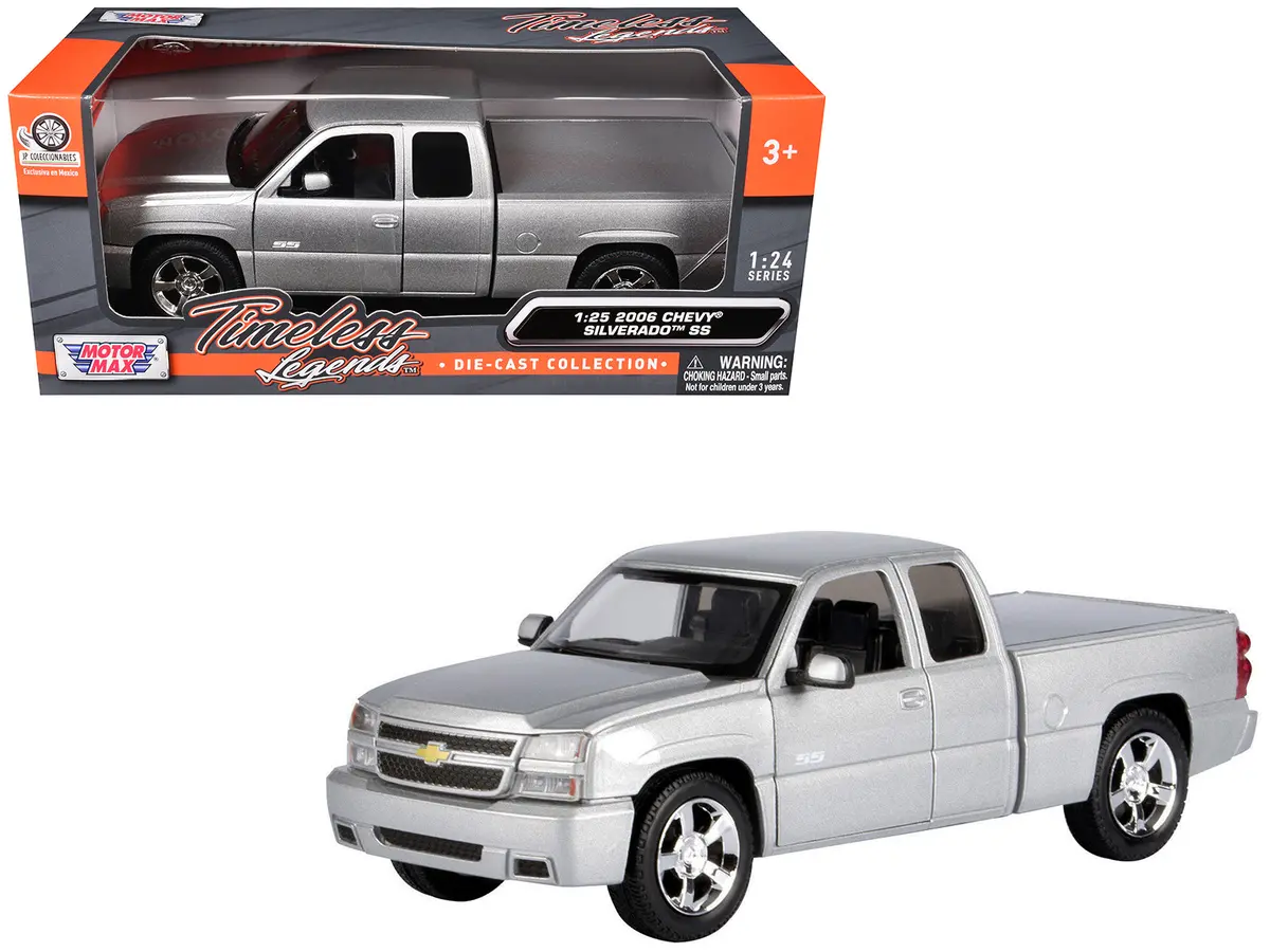 2006 Chevrolet Silverado Ss Pickup Truck Silver Metallic "Timeless Legends" Series 1/25 Diecast Model By Motormax 1
