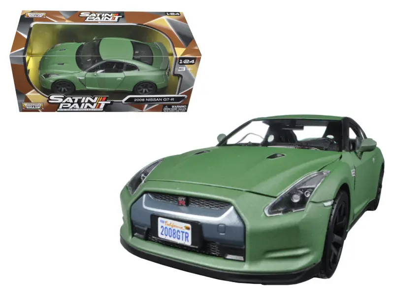 2008 Nissan Gt-R R35 Matte Green 1/24 Diecast Model Car By Motormax 1