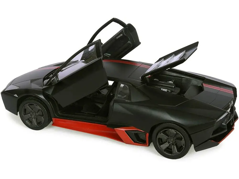 Lamborghini Reventon Matte Black With Red Stripes "Satin Paint" Series 1/24 Diecast Model Car By Motormax 2