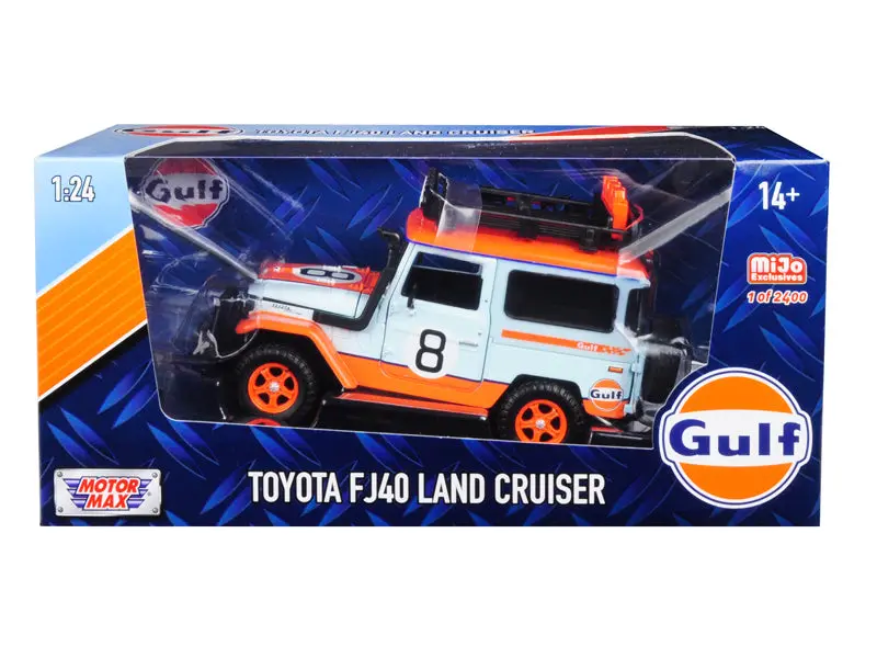 Toyota Fj40 Land Cruiser #8 "Gulf Oil"  White Limited Edition To 2400 Pieces Worldwide 1/24 Diecast Model By Motormax 1