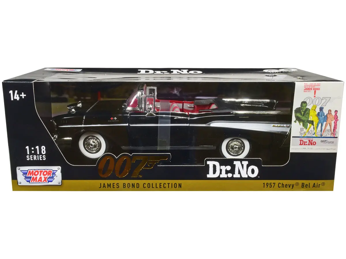 1957 Chevrolet Bel Air Convertible Black James Bond 007 "Dr. No" (1962) Movie 1/18 Diecast Model Car By Motormax 1