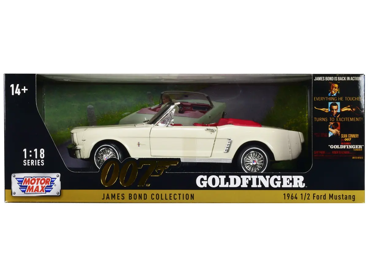 1964 1/2 Ford Mustang Convertible White With Red Interior James Bond 007 "Goldfinger" (1964) Movie "James Bond Collection" Series 1/18 Diecast Model Car By Motormax 1