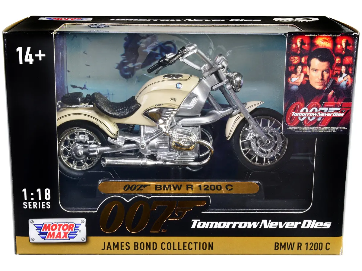 Bmw R 1200 C Motorcycle Cream James Bond 007 "Tomorrow Never Dies" (1997) Movie "James Bond Collection" Series 1/18 Diecast Model Car By Motormax 1