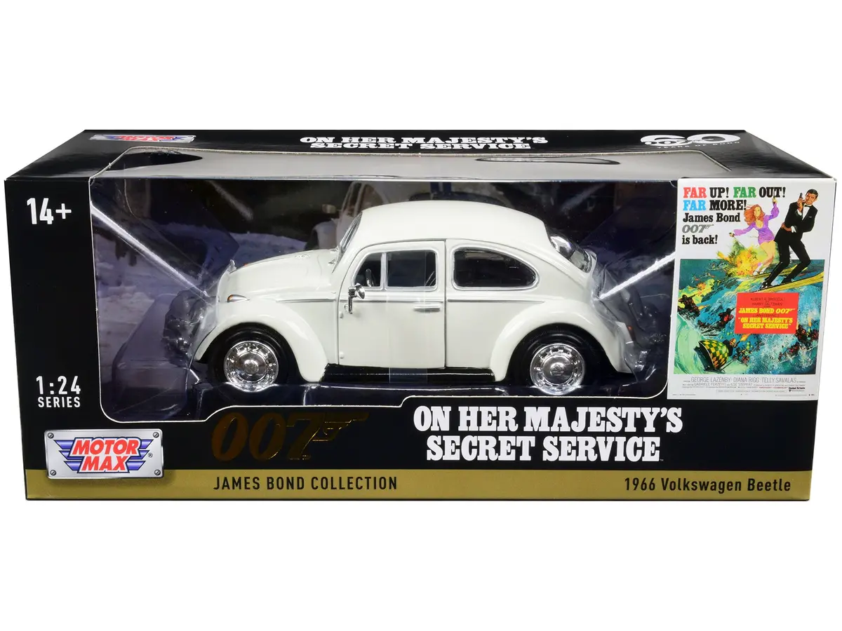 1966 Volkswagen Beetle White James Bond 007 "On Her Majesty's Secret Service" (1969) Movie "James Bond Collection" Series 1/24 Diecast Model Car By Motormax 1