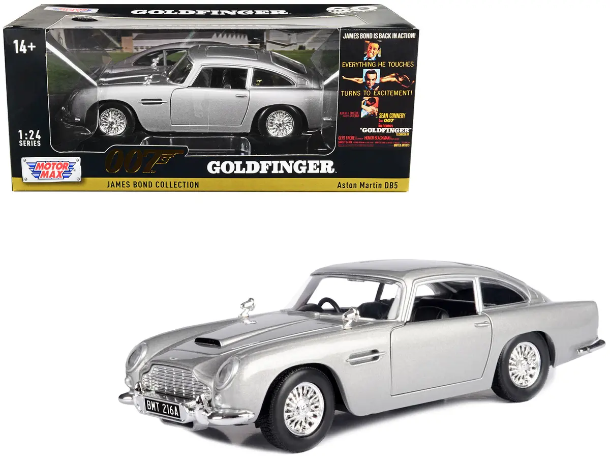 Aston Martin Db5 Rhd (Right Hand Drive) Silver Metallic James Bond 007 "Goldfinger" (1964) Movie "James Bond Collection" Series 1/24 Diecast Model Car By Motormax 1
