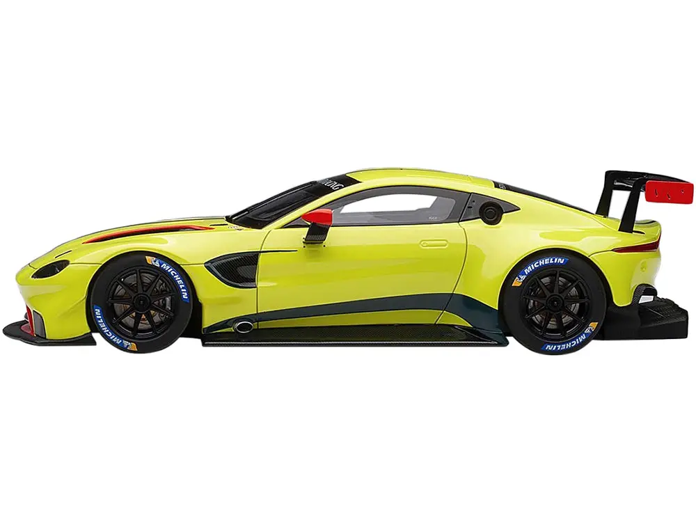 2018 Aston Martin Vantage Gte Le Mans Pro Presentation Car Lemon Green Metallic With Carbon And Red Accents "Aston Martin Racing" 1/18 Model Car By Autoart 2