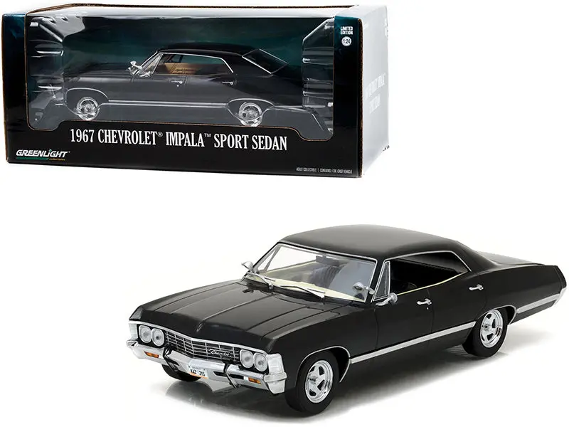 1967 Chevrolet Impala Sport Sedan Tuxedo Black 1/24 Diecast Model Car By Greenlight 1
