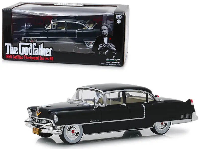 1955 Cadillac Fleetwood Series 60 Black "The Godfather" (1972) Movie 1/24 Diecast Model Car By Greenlight 1