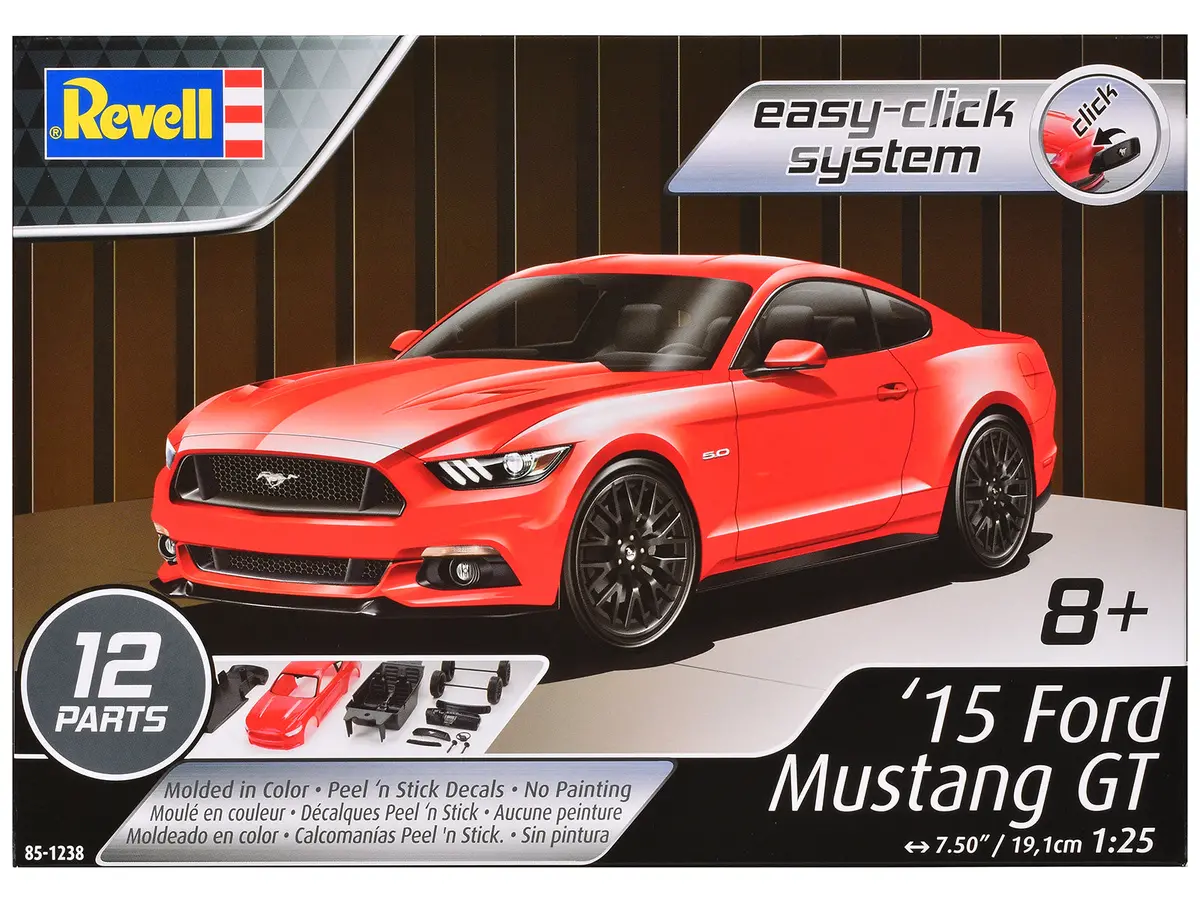 2015 Ford Mustang Gt Easy_Click Plastic Model Kit (Skill Level 2) 1/25 Scale Model By Revell 1