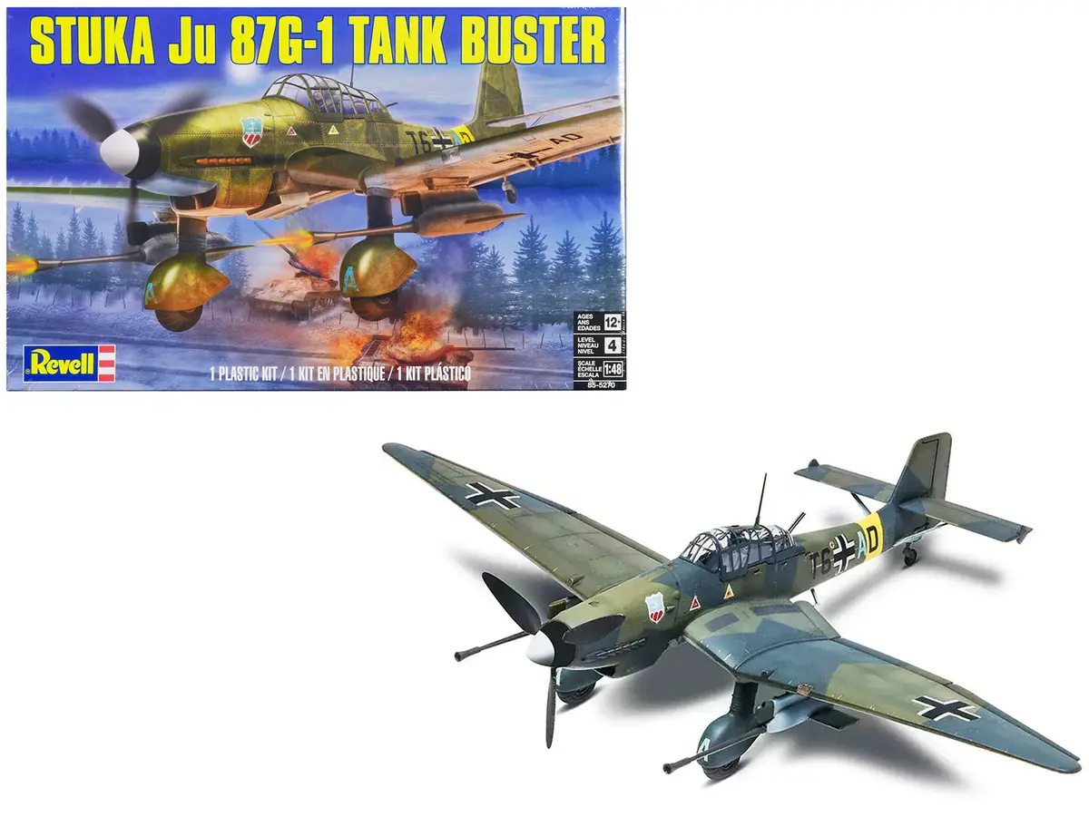 Junkers Stuka Ju 87G-1 Tank Buster Bomber Aircraft 1/48 Scale Plastic Model Kit (Skill Level 4) By Revell 1