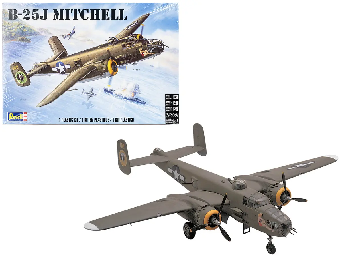 B-25J Mitchell Medium Bomber Plane 1/48 Scale Plastic Model Kit (Skill Level 4) By Revell 1