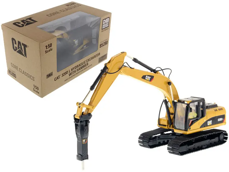 Cat Caterpillar 330D L Hydraulic Excavator With Hammer Core Classics Series With Operator 1/50 Diecast Model By Diecast Masters 1