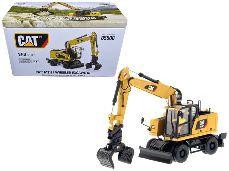 Cat Caterpillar M318f Wheeled Excavator With Operator High Line Series 1/50 Diecast Model By Diecast Masters 1