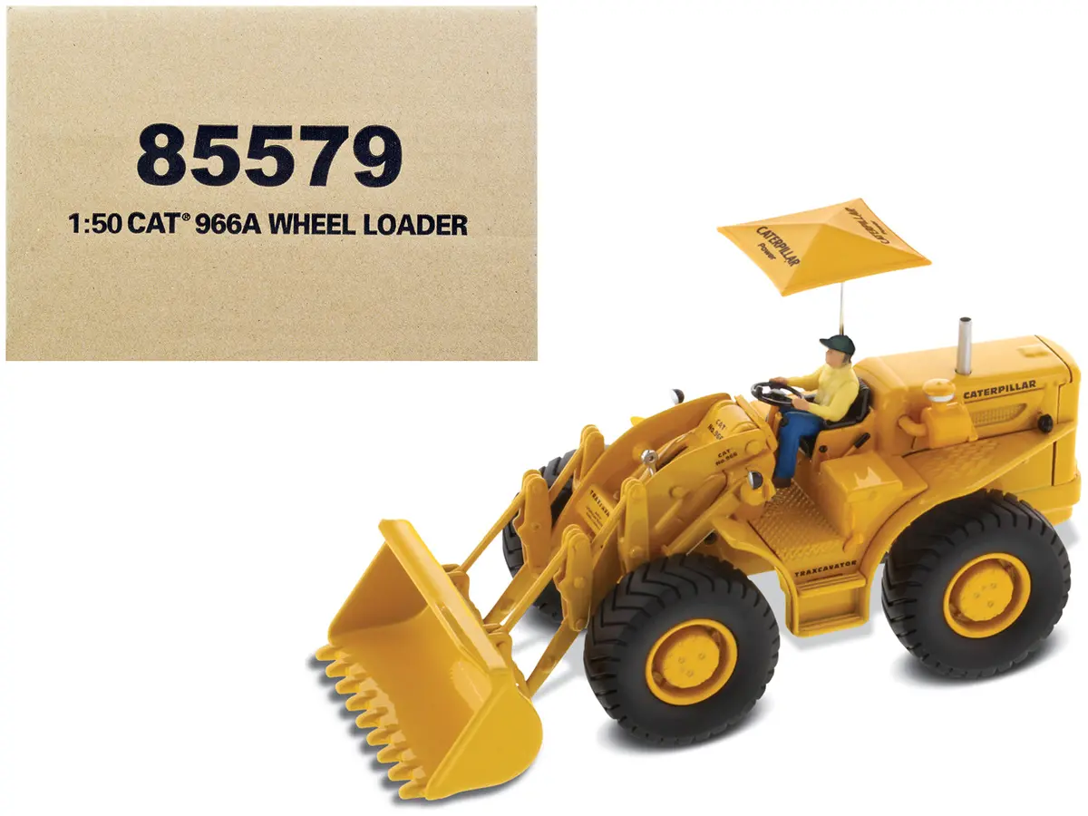 Cat Caterpillar 966A Wheel Loader Yellow With Operator "Vintage Series" 1/50 Diecast Model By Diecast Masters 1