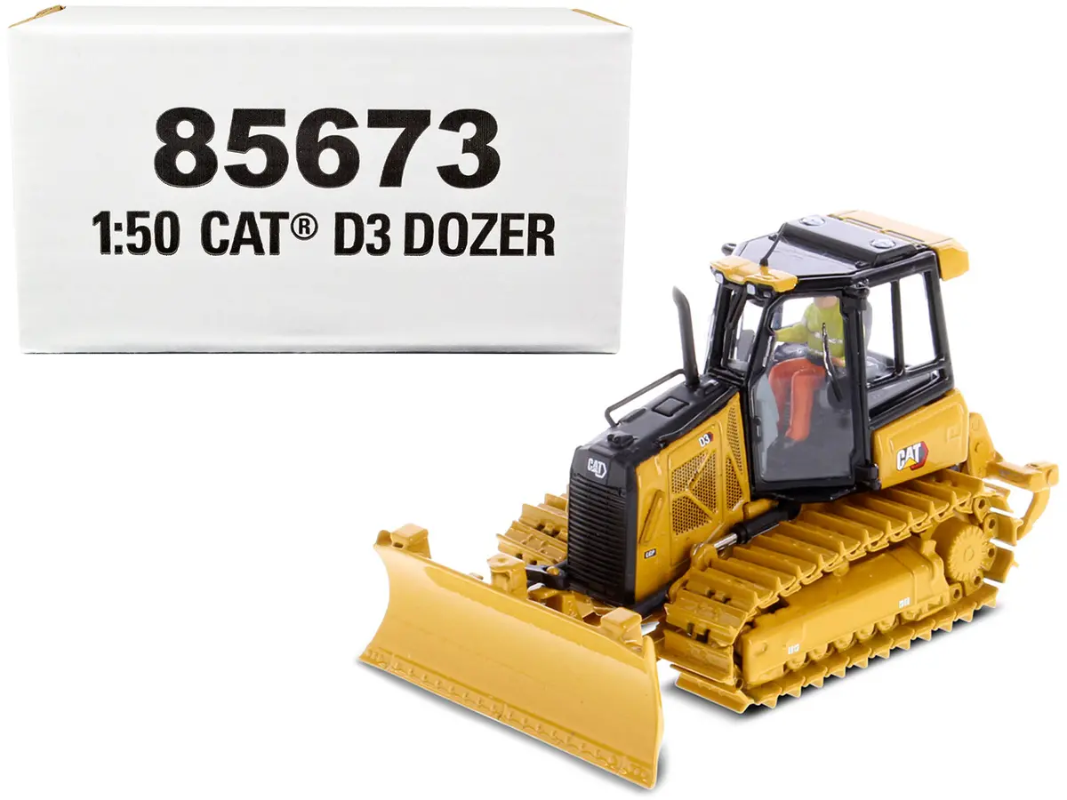 Cat Caterpillar D3 Track Type Dozer With Operator High Line Series 1/50 Diecast Model By Diecast Masters 1