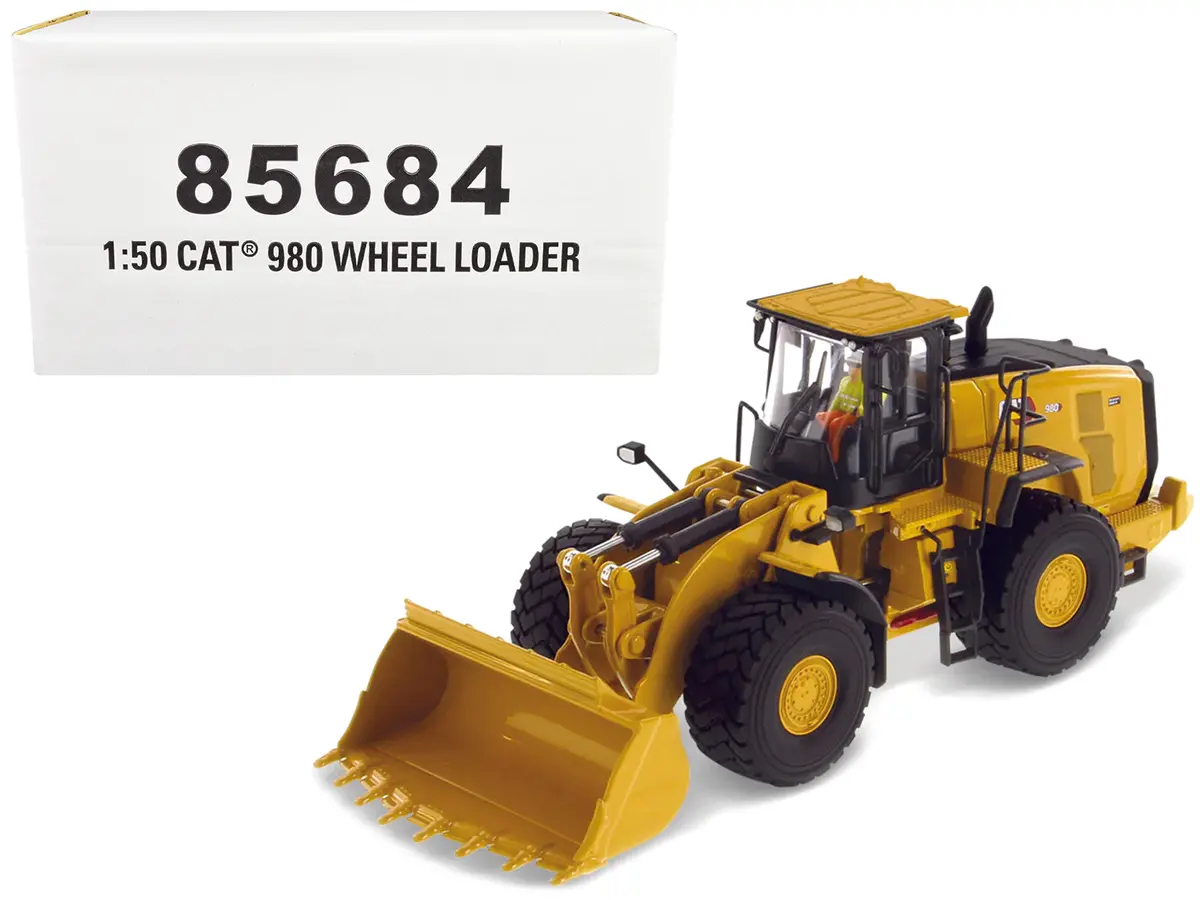 Cat Caterpillar 980 Wheel Loader Yellow With Operator High Line Series 1/50 Diecast Model By Diecast Masters 1