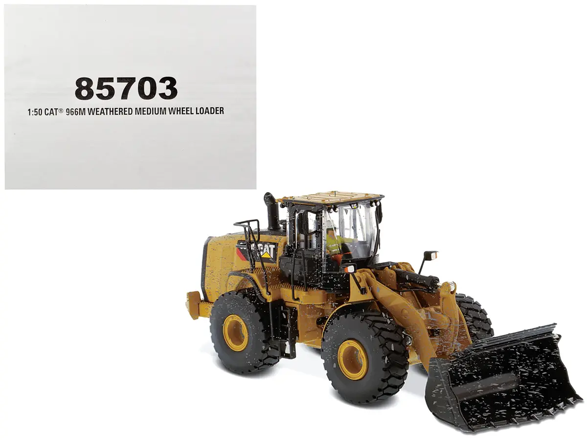 Cat Caterpillar 966M Wheel Loader With Operator (Dirty Version) "Weathered" Series 1/50 Diecast Model By Diecast Masters 1