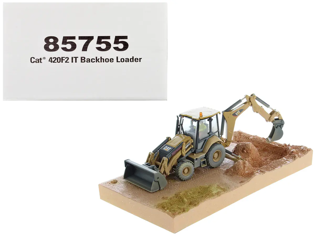 Cat Caterpillar 420F2 It Backhoe Loader With Operator Yellow "Weathered Series" 1/50 Diecast Model By Diecast Masters 1
