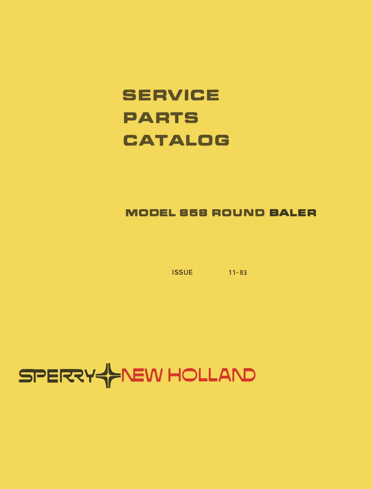 New Holland 858 Round Baler Service Parts Catalog 1