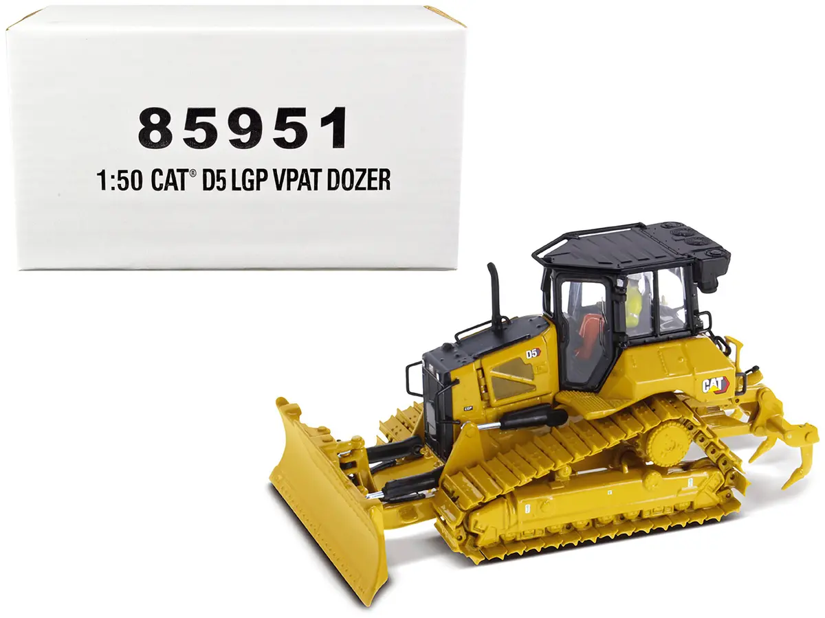 Cat Caterpillar D5 Lgp Vpat Track Type Tractor Dozer Yellow With Operator High Line Series 1/50 Diecast Model By Diecast Masters 1