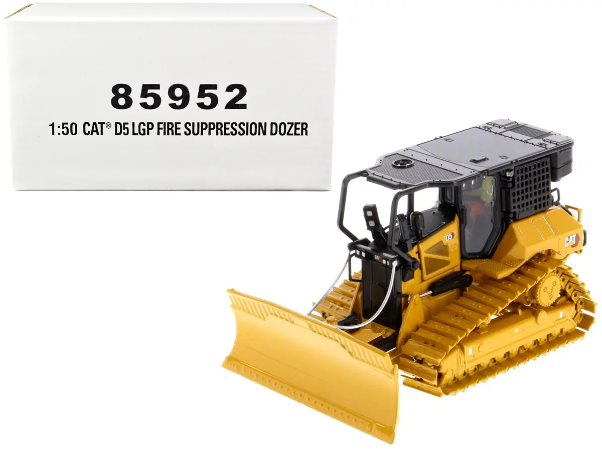 Cat Caterpillar D5 Lgp Track Type Tractor Fire Dozer Yellow With Operator High Line Series 1/50 Diecast Model By Diecast Masters 1